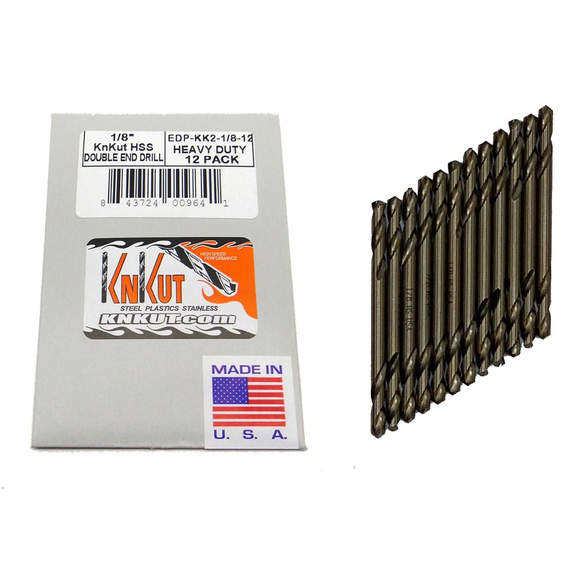 KnKut Double End Drills — 1/8in., 12-Piece, Model# KNKKK2-1-8-12PK